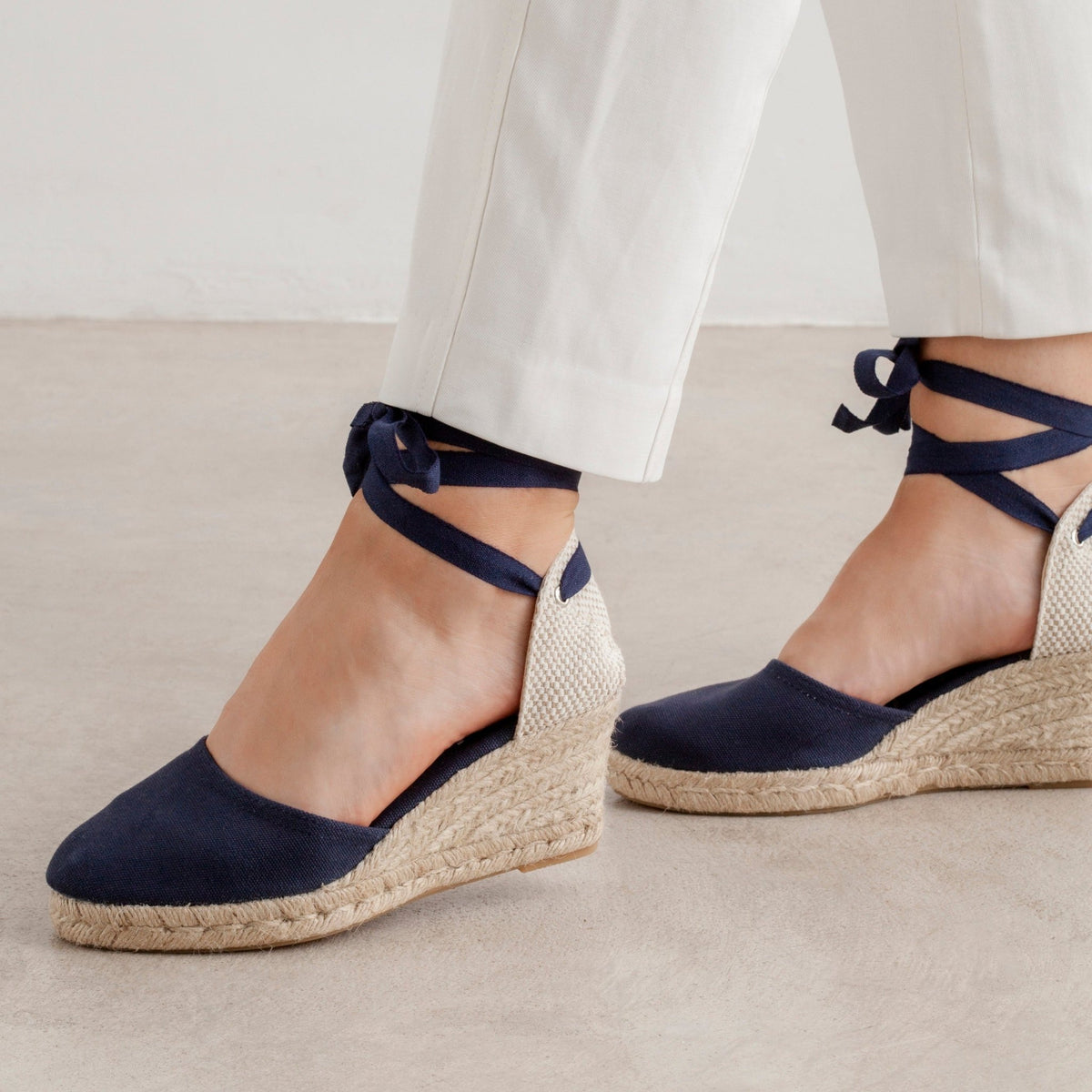 Biankina Sevilla Eco Canvas Vegan Espadrille Lace Up Wedges for