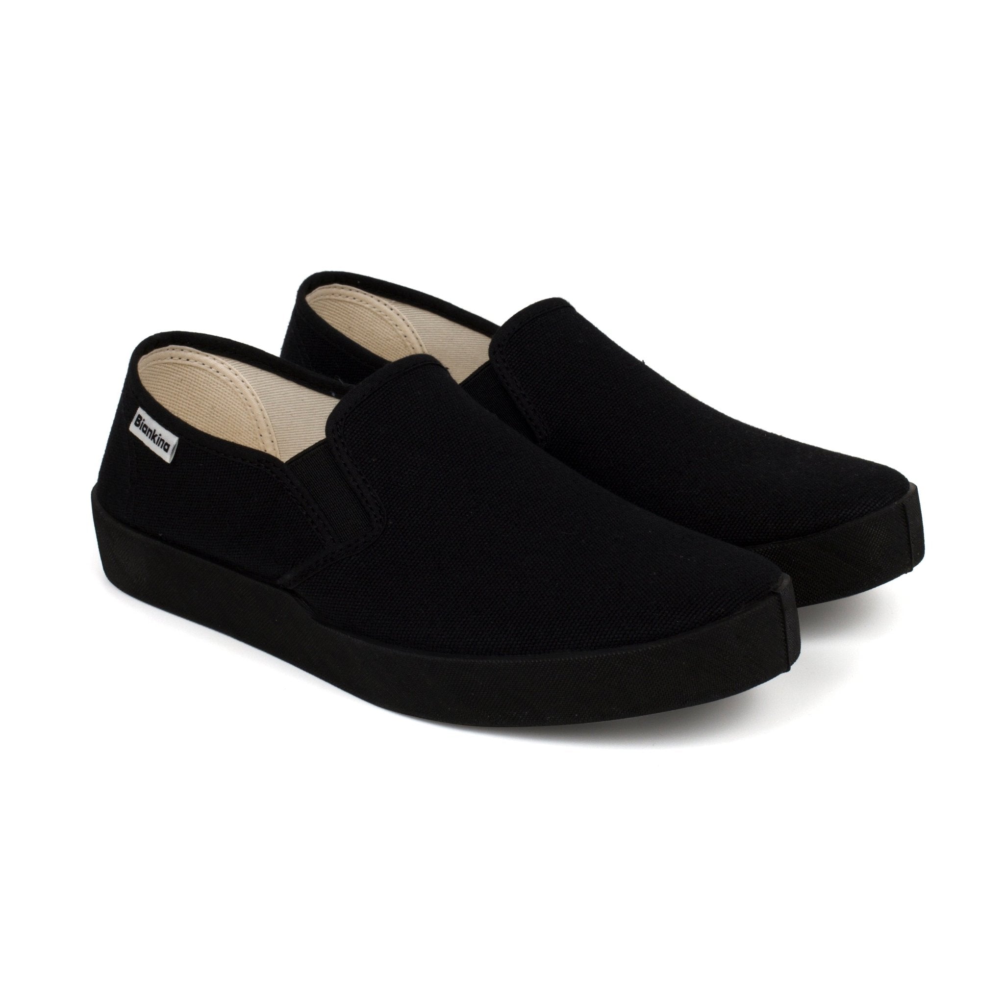 Barcelona Organic Cotton Canvas Slip Ons Black – BIANKINA