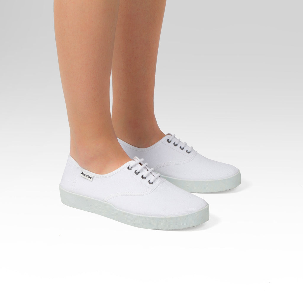 Capri Organic Cotton Canvas Plimsoll Sneakers - White - BIANKINA