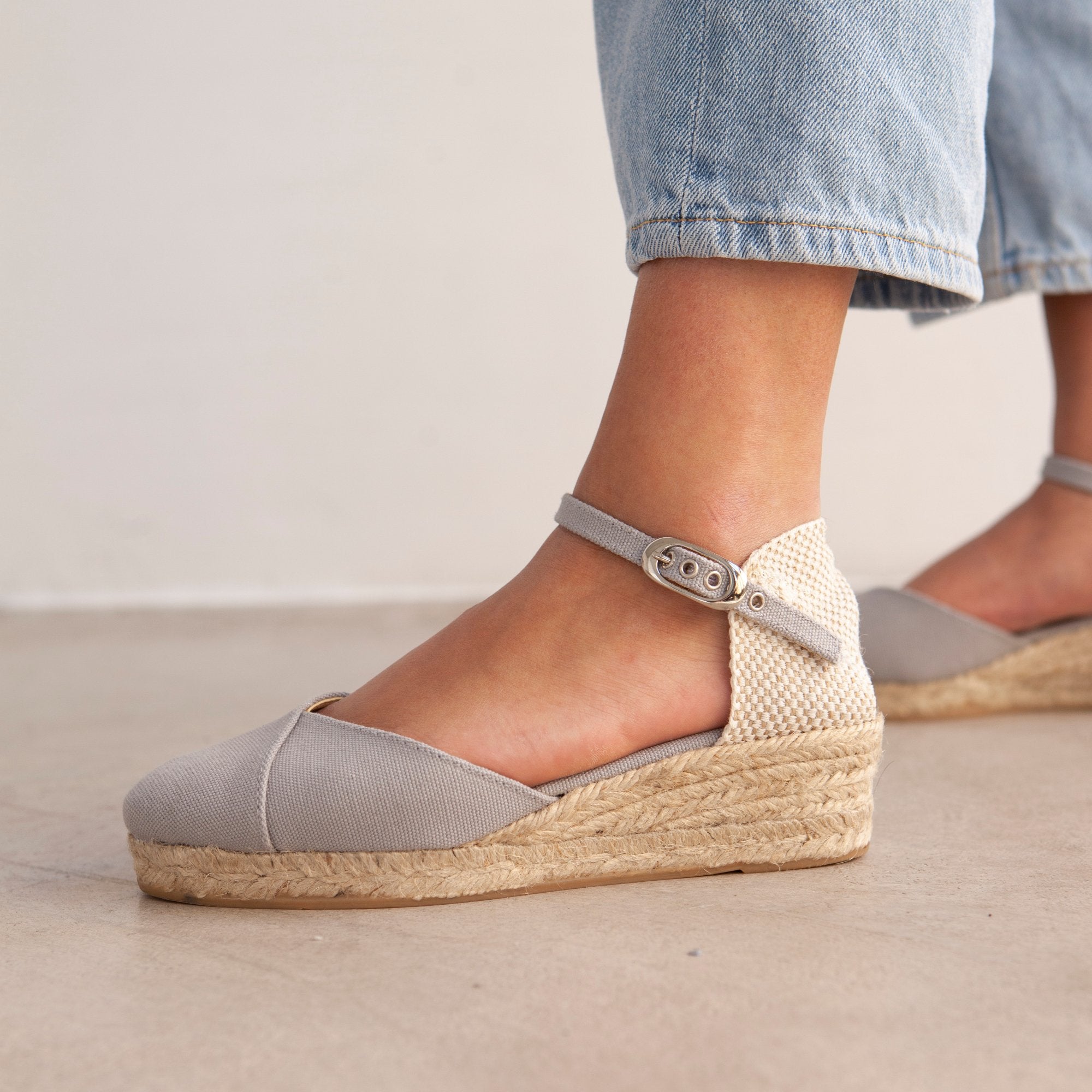 Girona Women's Eco Canvas Vegan Espadrille Wedges Grey – BIANKINA