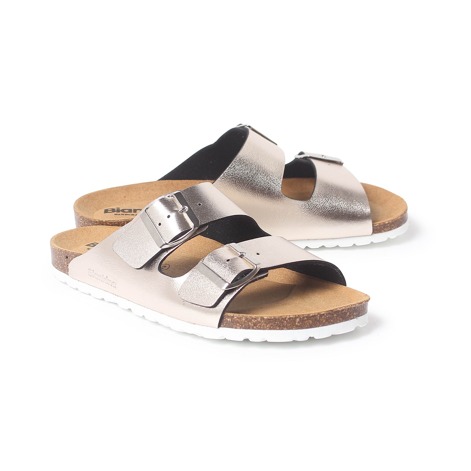 Marbella Eco Vegan Canvas Cork Buckle Sandal for Women - Metallic
