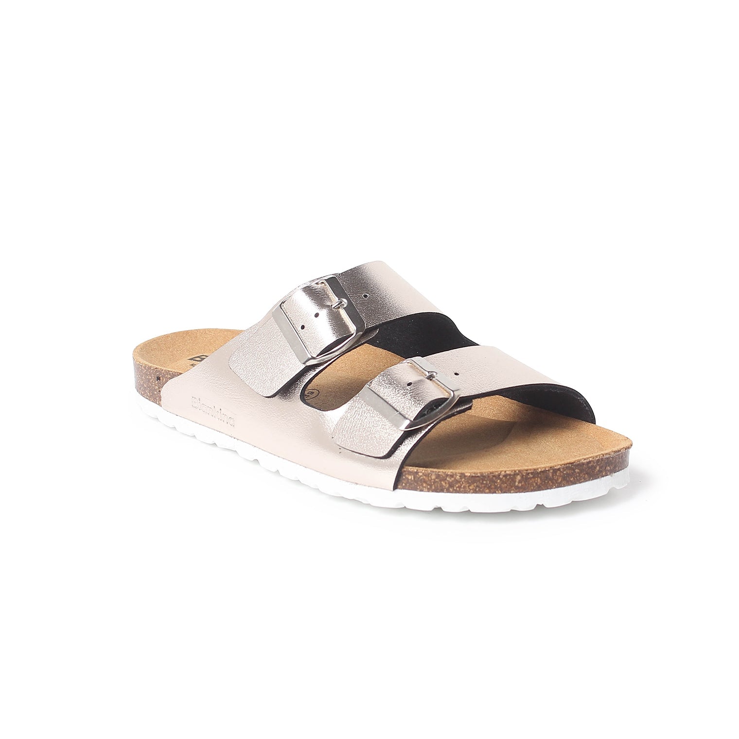 Marbella Eco Vegan Canvas Cork Buckle Sandal for Women - Metallic