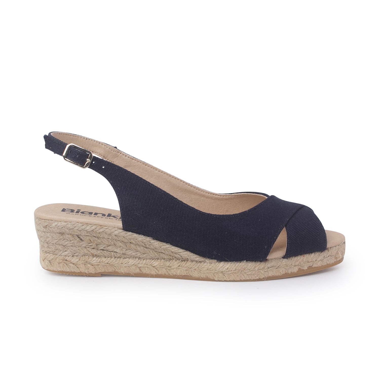 Oliva Women's Vegan Open Toe Espadrille Wedges Navy Blue – BIANKINA
