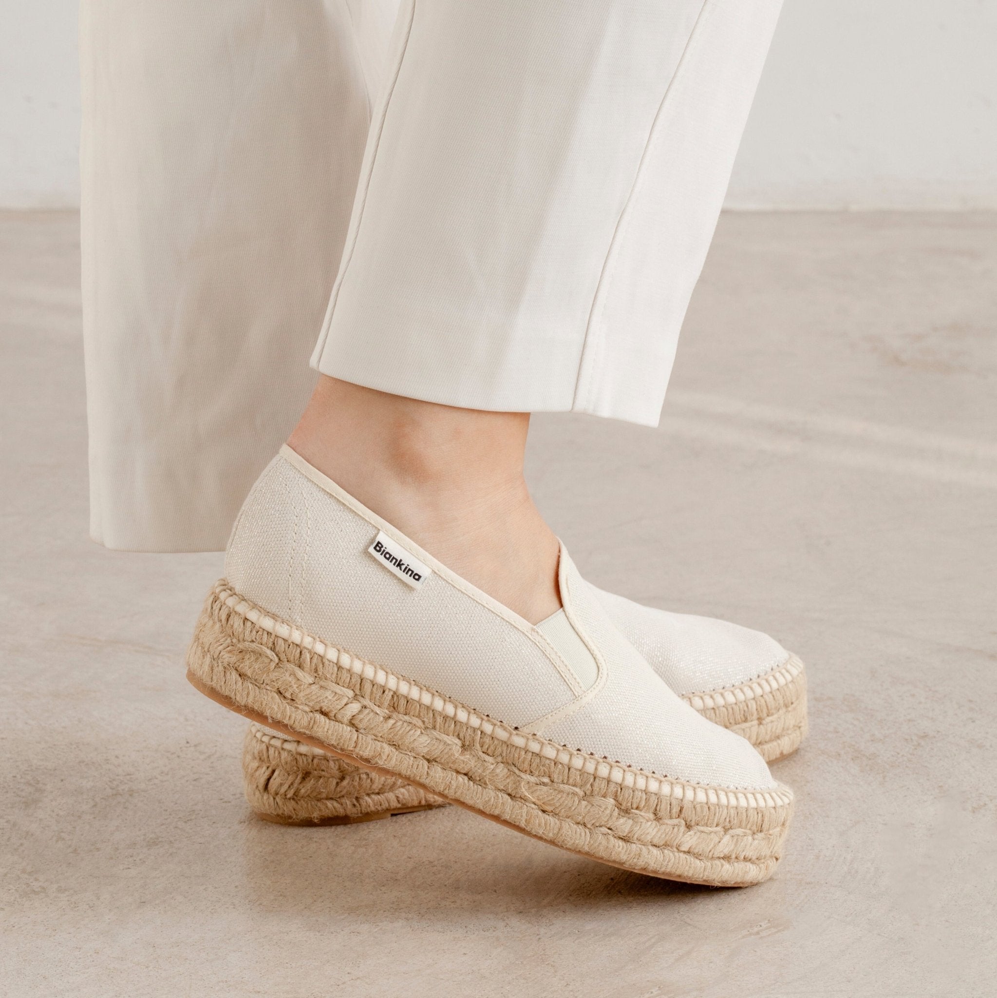 Palma Canvas Espadrille Platform Slip On Beige1