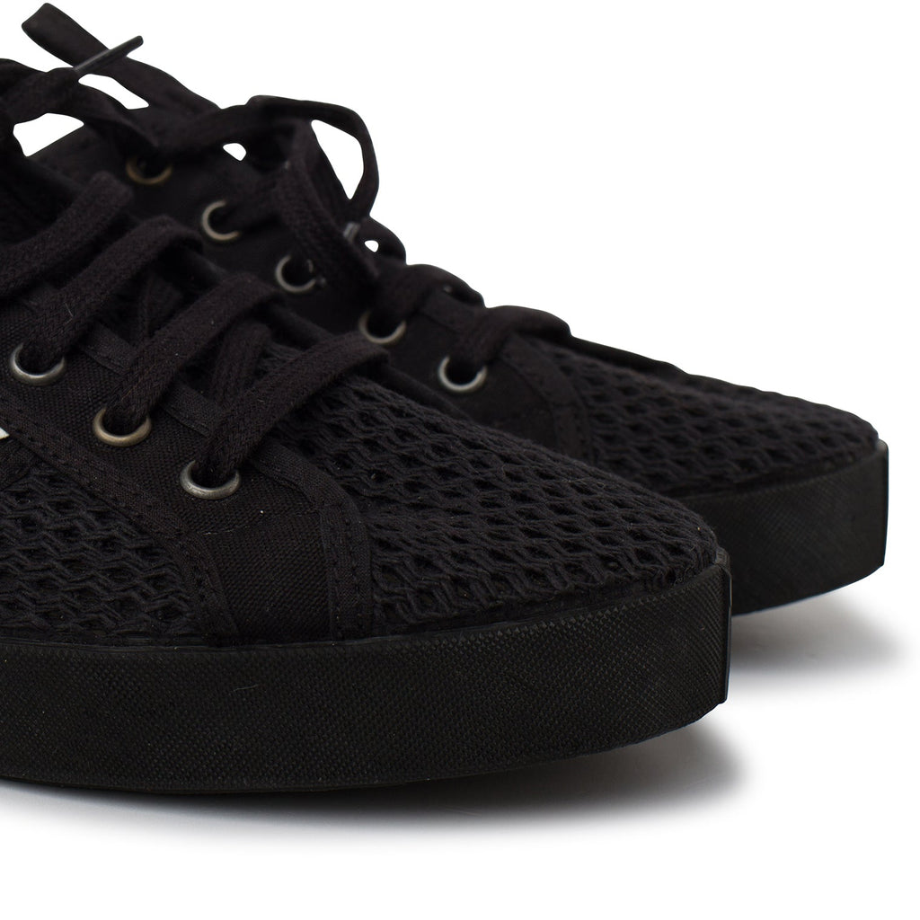 St. Tropez Breathable Cotton Mesh Sneakers - Black - BIANKINA