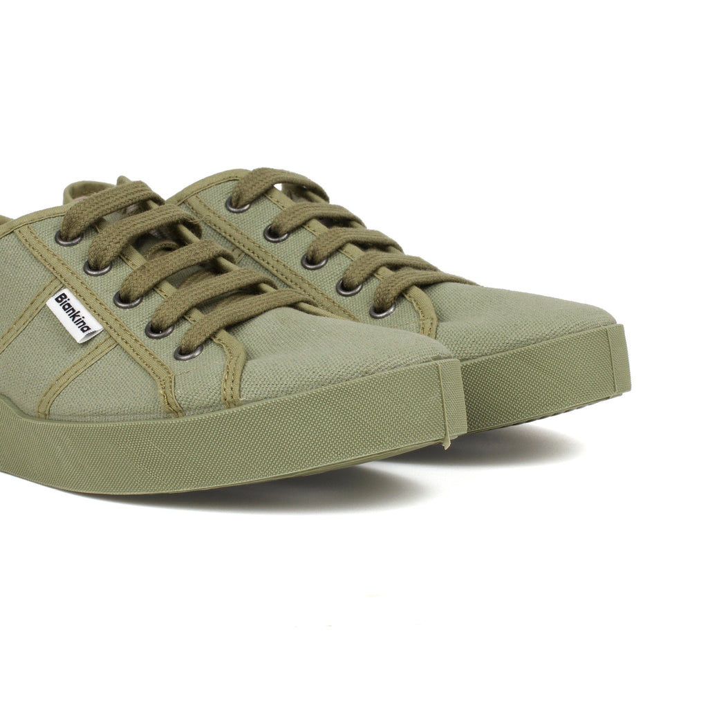 St. Tropez Organic Cotton Canvas Sneakers - Olive Green - BIANKINA