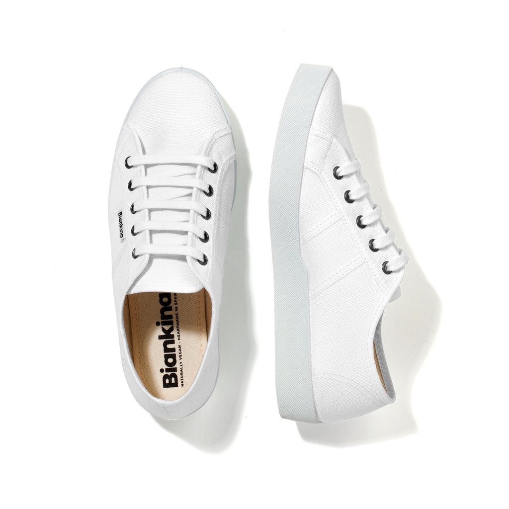 St. Tropez Organic Cotton Canvas Sneakers - White - BIANKINA